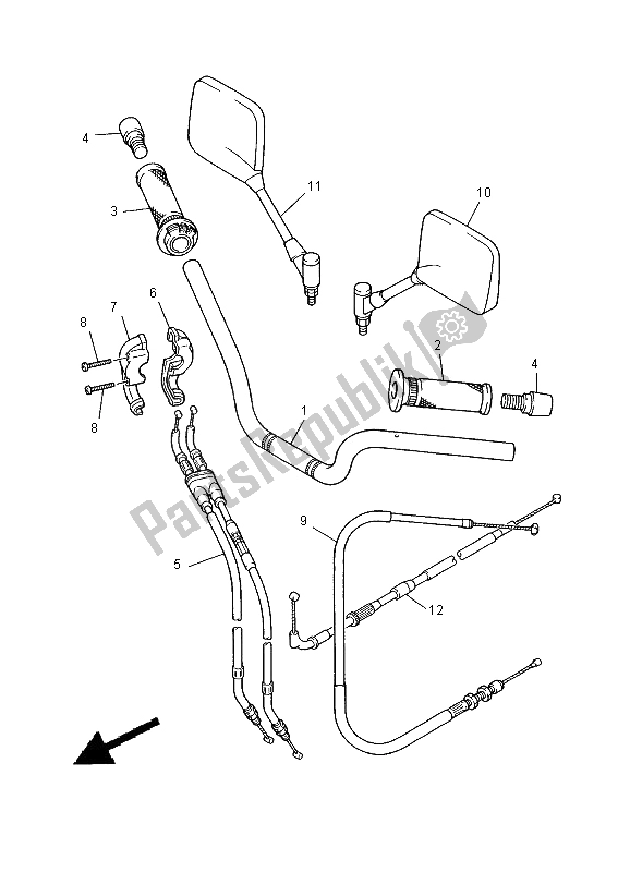 All parts for the Steering Handle & Cable of the Yamaha XJ 900S Diversion 2000