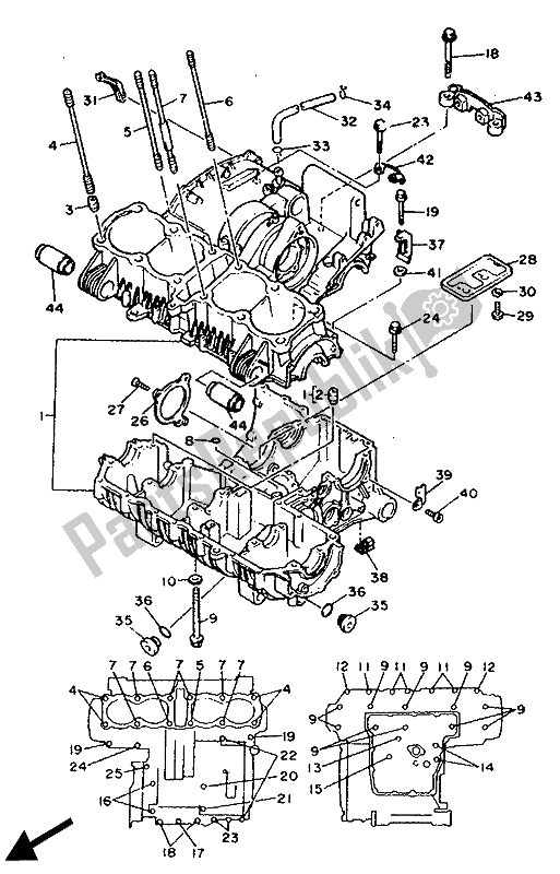 Todas las partes para Caja Del Cigüeñal de Yamaha FJ 1200 1991