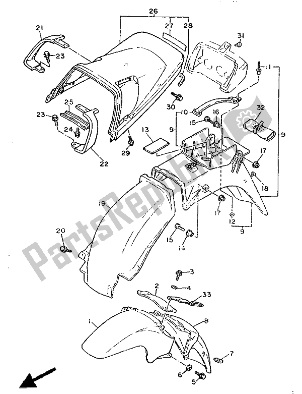 Toutes les pièces pour le Aile du Yamaha FJ 1200 1990