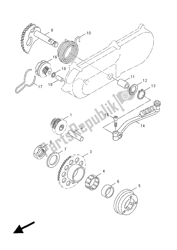 All parts for the Starter of the Yamaha YN 50 FMU 2014