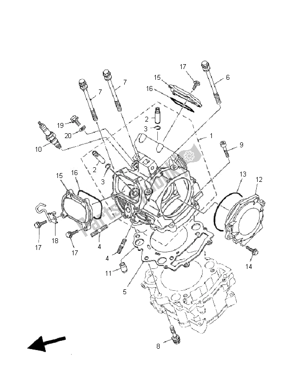 Alle onderdelen voor de Cilinderkop van de Yamaha YFM 700R 2007