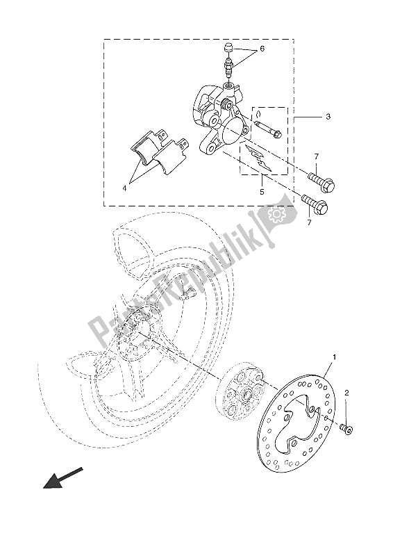 All parts for the Rear Brake Caliper of the Yamaha NS 50F 2016