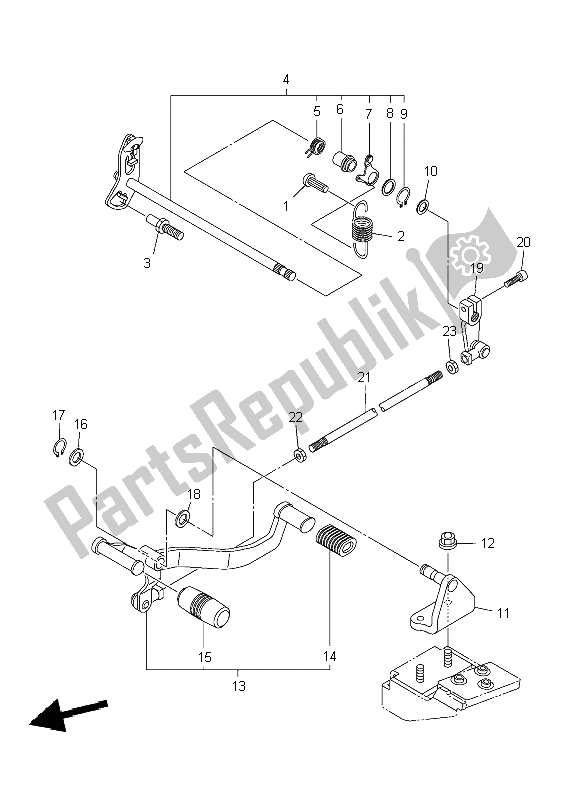 All parts for the Shift Shaft of the Yamaha XVS 950A 2009