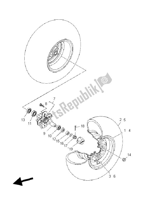 All parts for the Front Wheel of the Yamaha YFM 250 Bear Tracker 2X4 2004