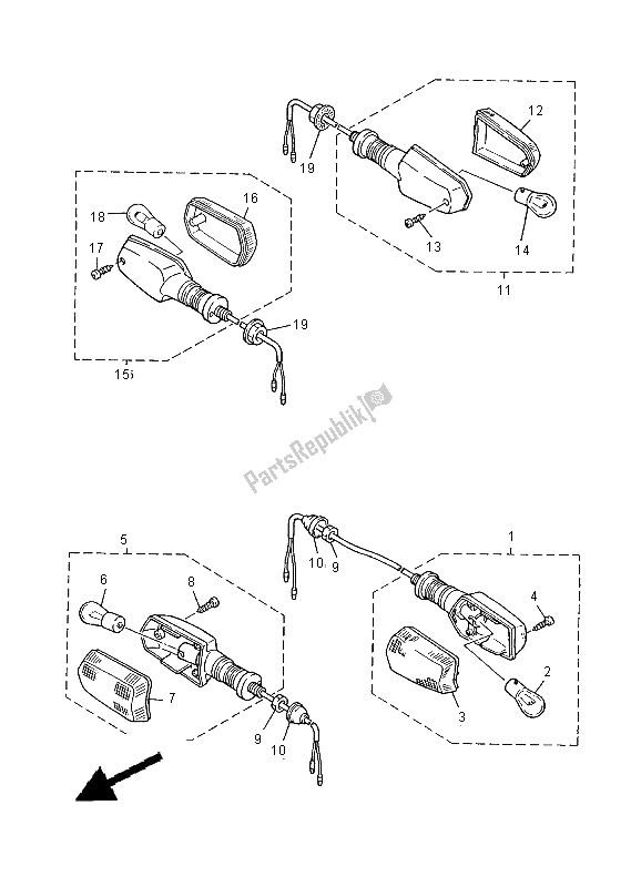 All parts for the Flasher Light of the Yamaha XJ 900S Diversion 2000