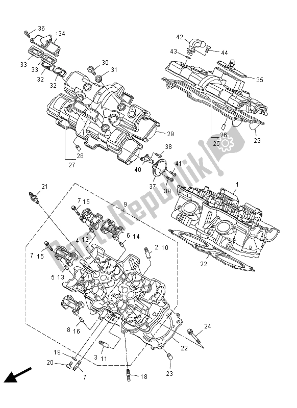 Wszystkie części do G? Owica Cylindra Yamaha VMX 17 1700 2012