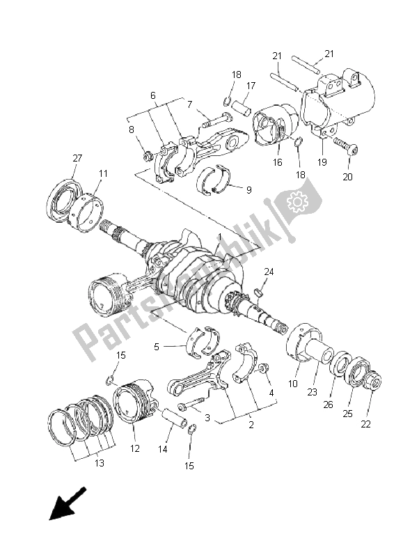 All parts for the Crankshaft & Piston of the Yamaha XP 500A T MAX 2009