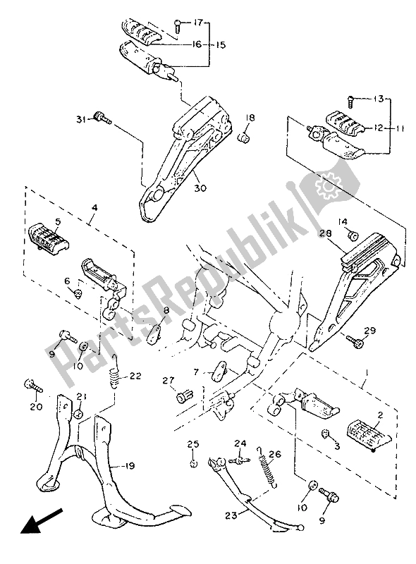 Toutes les pièces pour le Support Et Repose-pieds du Yamaha XJ 900F 1989