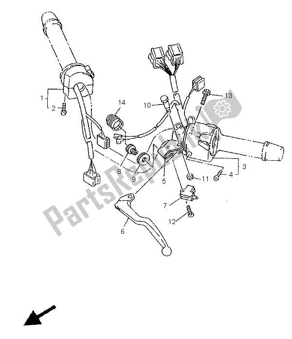 Alle onderdelen voor de Handvat Schakelaar & Hendel van de Yamaha XJ 900S Diversion 1997