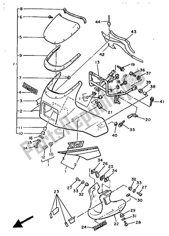 Tutte le parti per il Cowling 1 del Yamaha XJ 600 1990