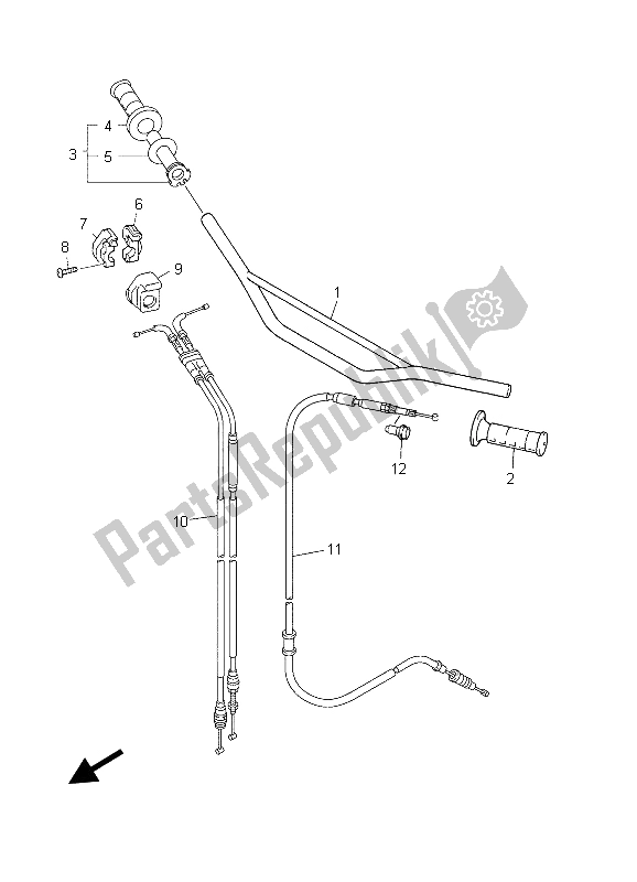 All parts for the Steering Handle & Cable of the Yamaha WR 450F 2003