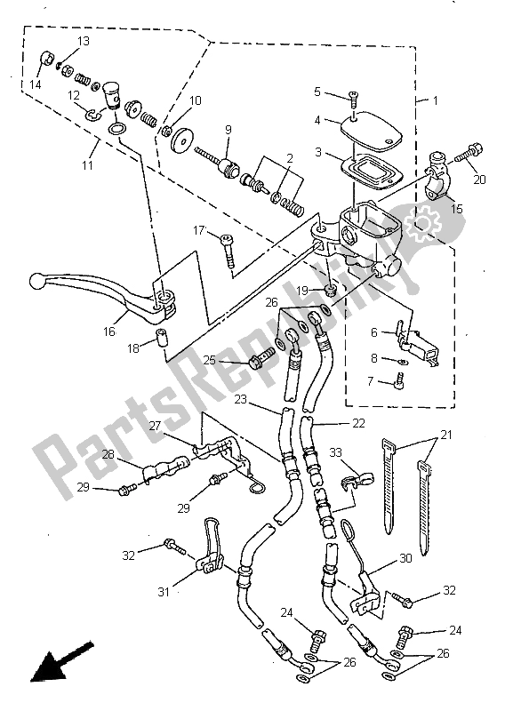 Toutes les pièces pour le Maître-cylindre Avant du Yamaha XJ 600S 1999