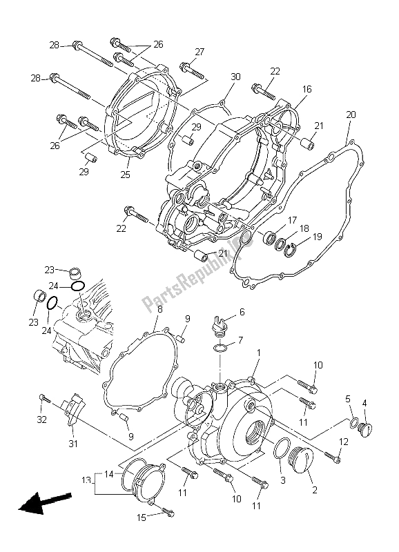 All parts for the Crankcase Cover 1 of the Yamaha WR 250F 2004