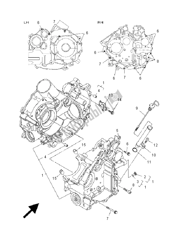 All parts for the Crankcase of the Yamaha YXR 700F Rhino Black 2011