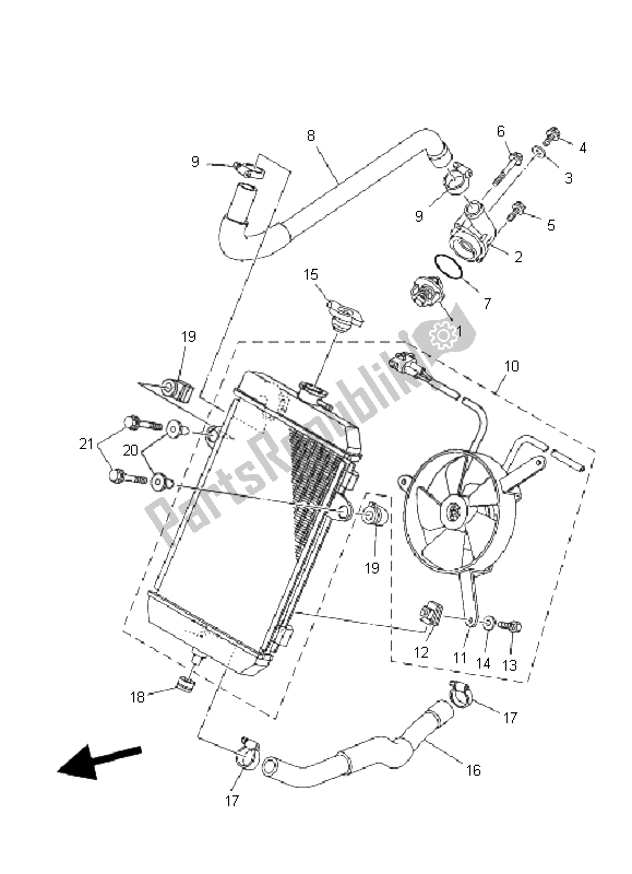 All parts for the Radiator & Hose of the Yamaha YFM 700R 2008