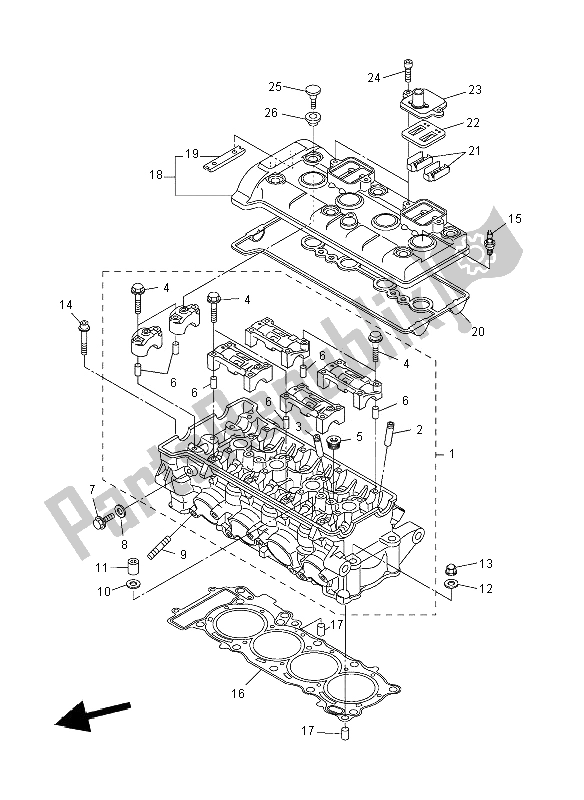 All parts for the Cylinder of the Yamaha YZF R6 600 2008 All parts for the Cylinder of the Yamaha YZF R6 600 2008
