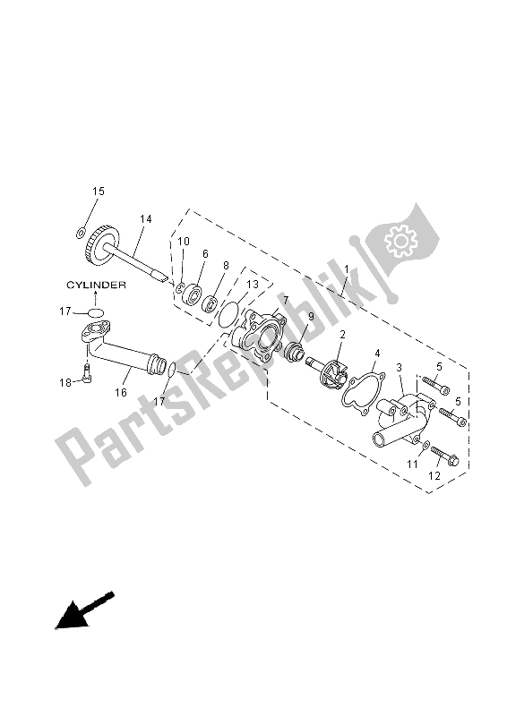 All parts for the Water Pump of the Yamaha YP 250R 2014