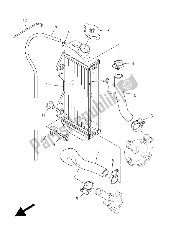 All parts for the Radiator & Hose of the Yamaha YZ 85 LW 2014