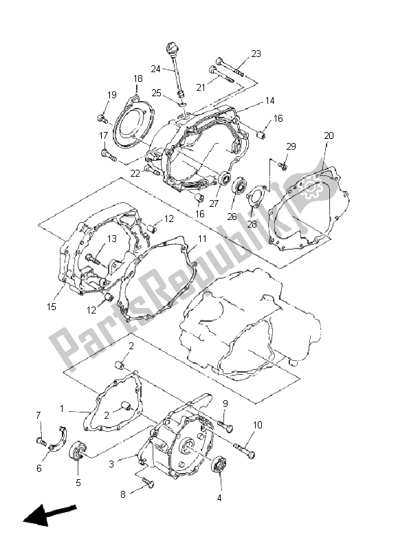 All parts for the Crankcase Cover 1 of the Yamaha YFM 250 Bear Tracker 2X4 2004