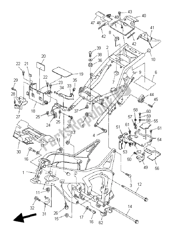 Toutes les pièces pour le Cadre du Yamaha FZ6 Sahg 600 2007