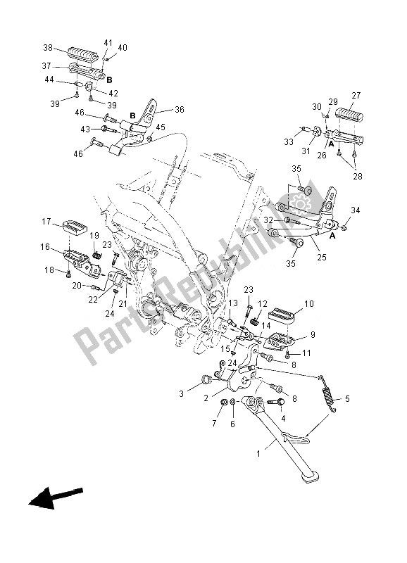 All parts for the Stand & Footrest of the Yamaha XT 660Z Tenere 2010