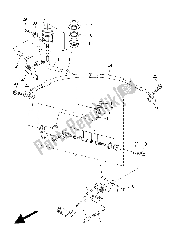 Toutes les pièces pour le Maître-cylindre Arrière du Yamaha YZF R6 600 2012