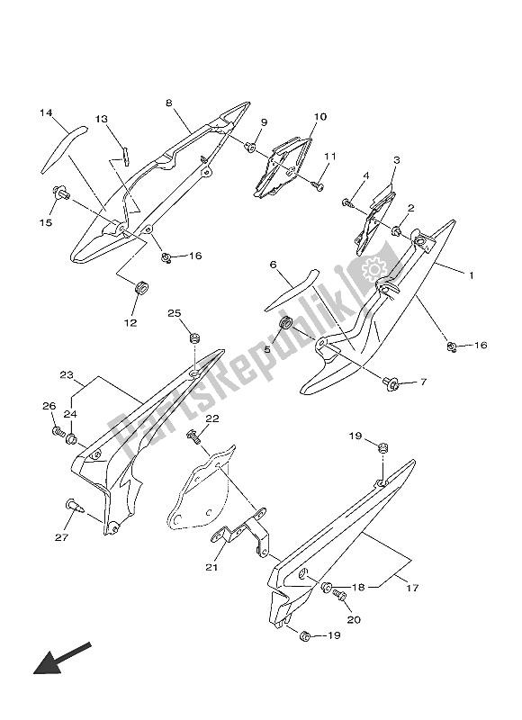 All parts for the Side Cover of the Yamaha AJS6 SAP 2016