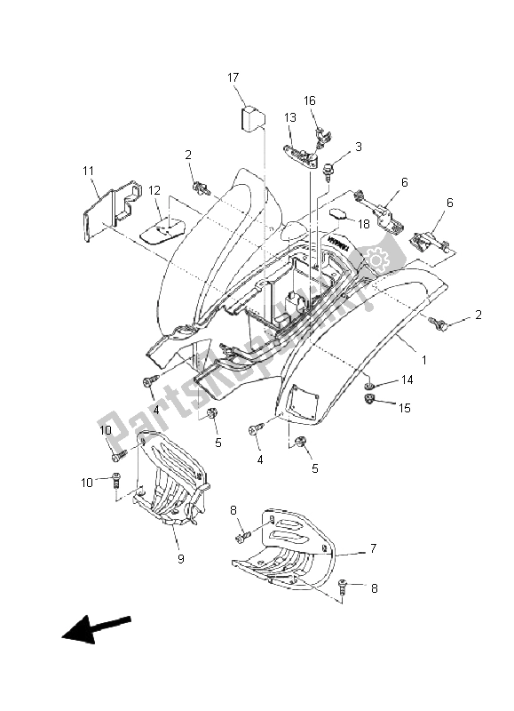 All parts for the Rear Fender of the Yamaha YFM 660R 2003