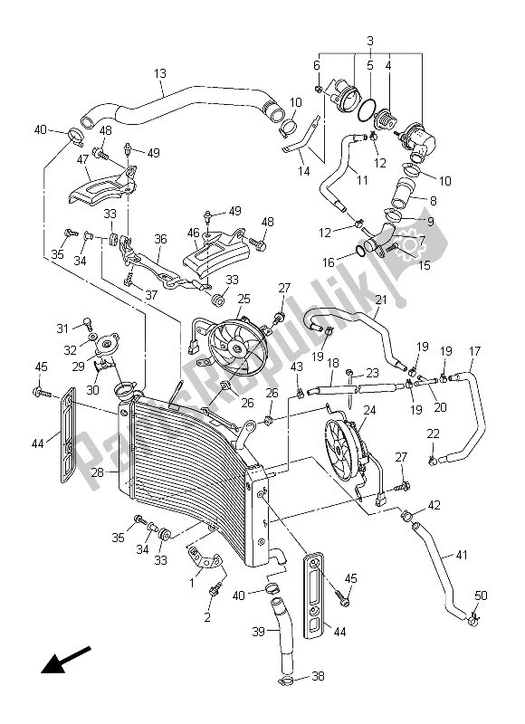 All parts for the Radiator & Hose of the Yamaha FZ8 NA 800 2015