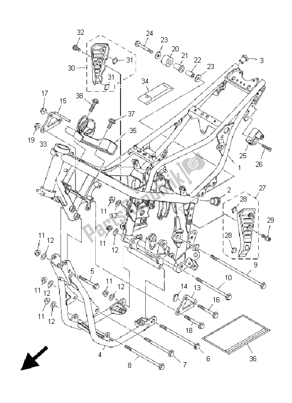All parts for the Frame of the Yamaha XG 250 Tricker 2005
