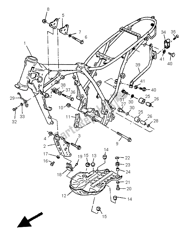 All parts for the Frame of the Yamaha TT 600E 1996