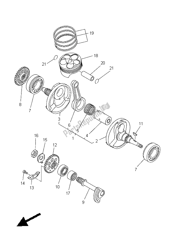 All parts for the Crankshaft & Piston of the Yamaha YZ 250F 2012