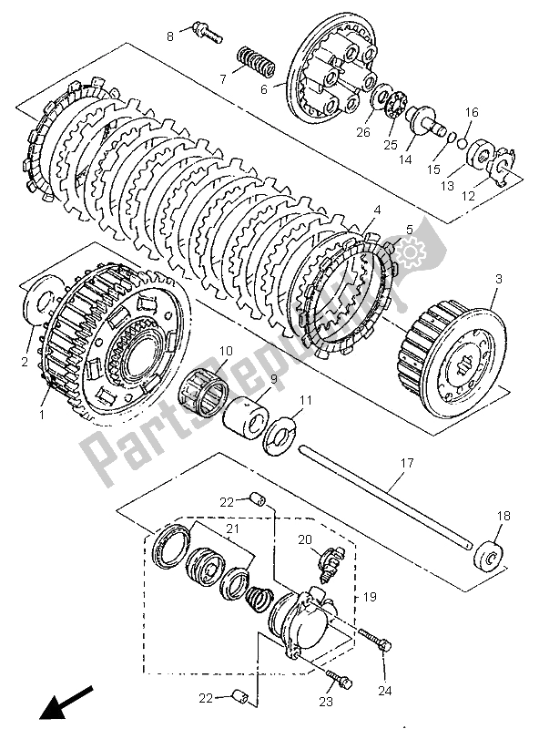 Tutte le parti per il Frizione del Yamaha YZF 750 SP 1996