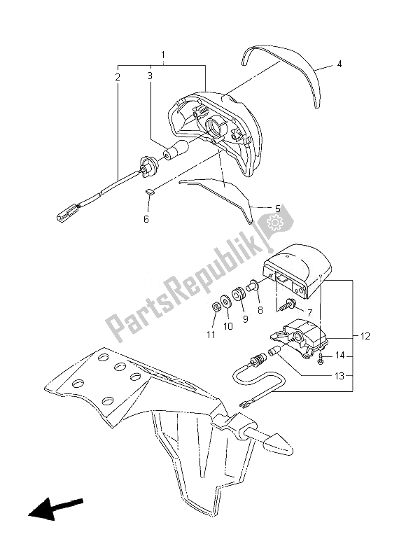 All parts for the Taillight of the Yamaha FZ8 NA 800 2013