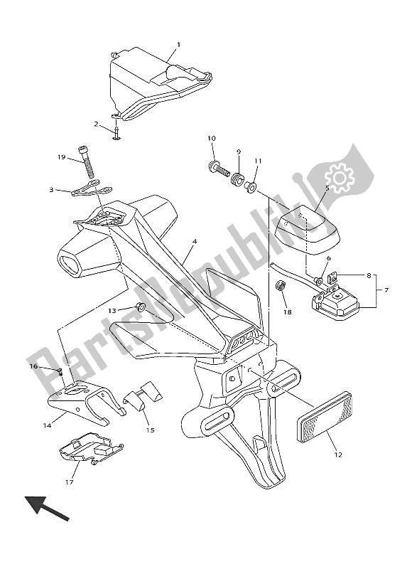 All parts for the Taillight of the Yamaha YZF R1M 1000 2016