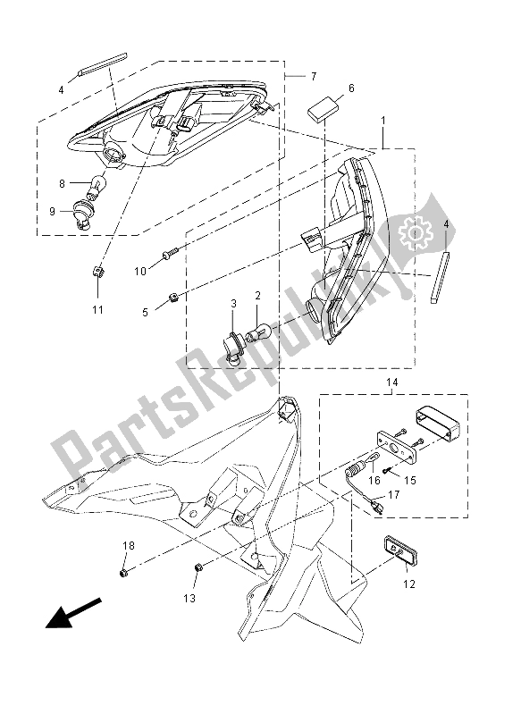 Toutes les pièces pour le Feu Arrière du Yamaha YP 400R 2014