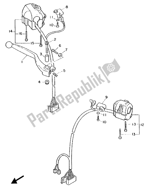 Toutes les pièces pour le Interrupteur Et Levier De Poignée du Yamaha FZ 750 1987