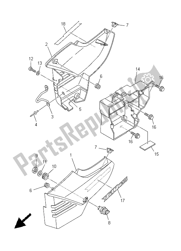 All parts for the Side Cover of the Yamaha YBR 125 ED 2005