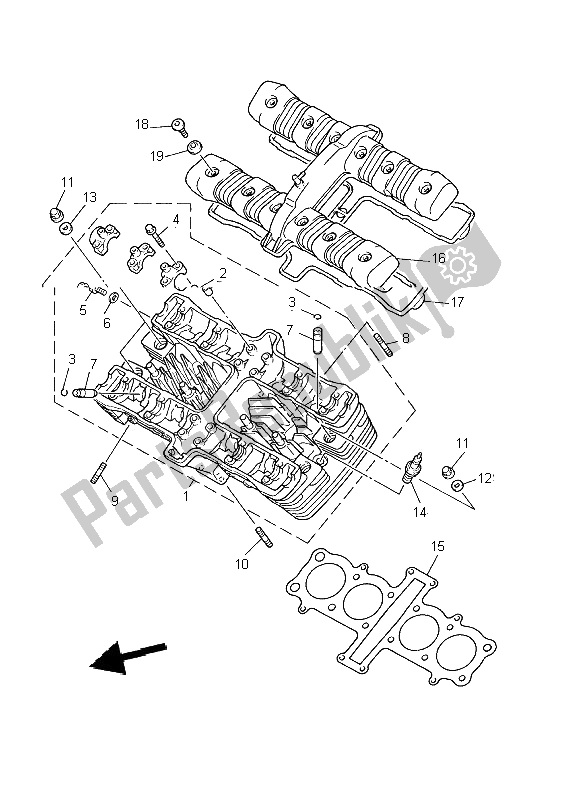 Alle onderdelen voor de Cilinderkop van de Yamaha XJ 900S Diversion 2002