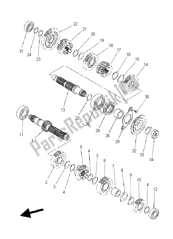 Todas las partes para Transmisión de Yamaha XT 660Z Tenere 2008