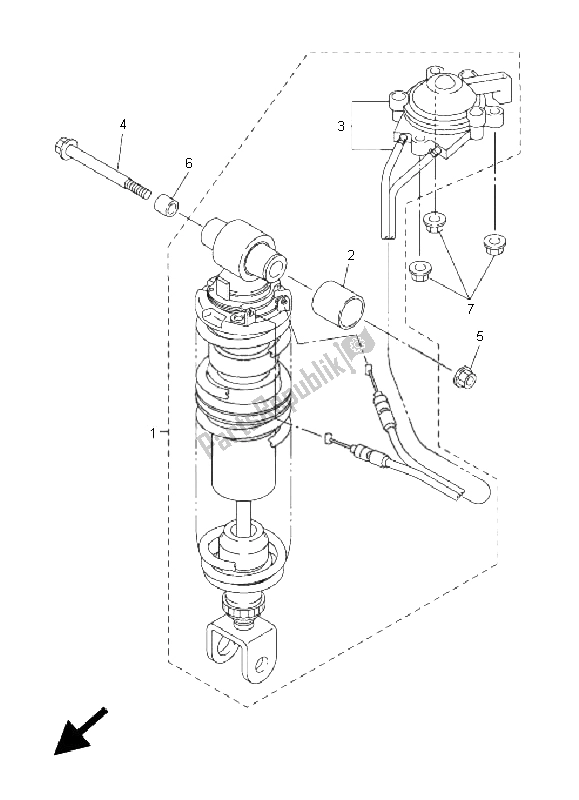 All parts for the Rear Suspension of the Yamaha FJR 1300A 2008