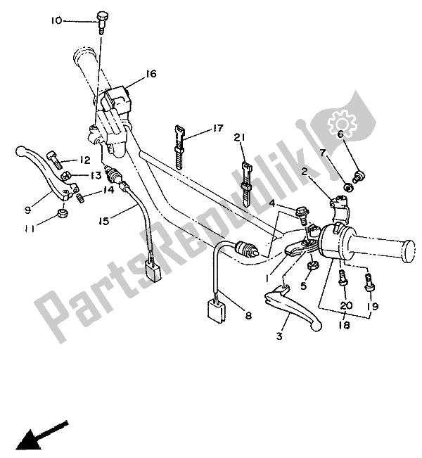 All parts for the Handle Switch & Lever of the Yamaha DT 125E 1991