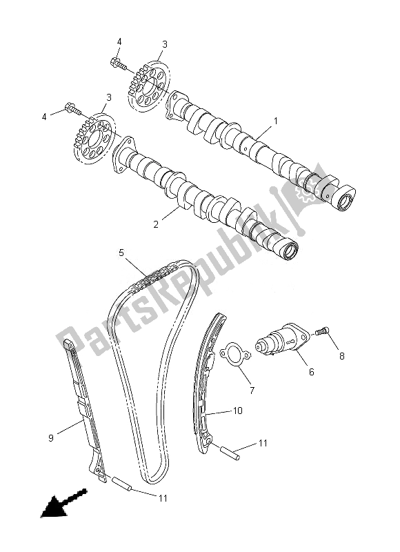 Tutte le parti per il Albero A Camme E Catena del Yamaha FZ8 N 800 2013