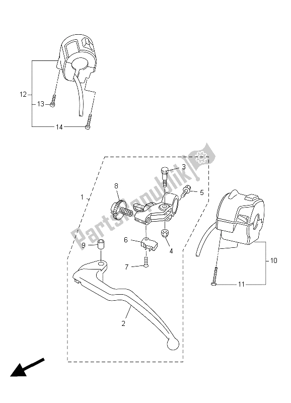 All parts for the Handle Switch & Lever of the Yamaha YZF R6 600 2005