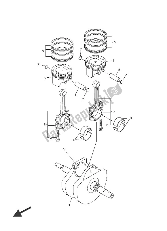 All parts for the Crankshaft & Piston of the Yamaha XVS 950 CR 60 TH Anniversy 2016