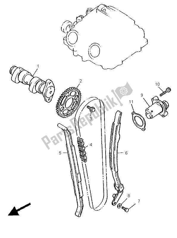 All parts for the Camshaft & Chain of the Yamaha XT 600E 1996