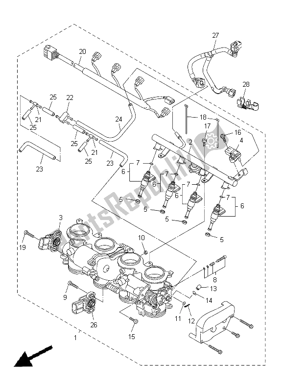 Alle onderdelen voor de Intake 2 van de Yamaha YZF R6 600 2012