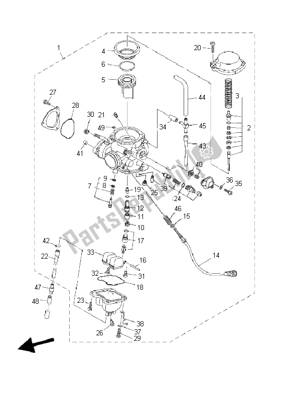 All parts for the Carburetor of the Yamaha YFM 350R 2004