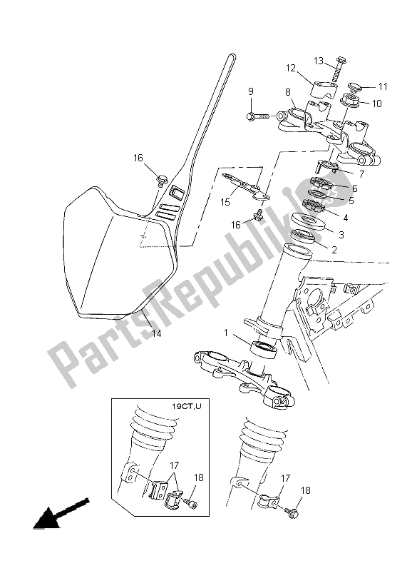 All parts for the Steering of the Yamaha TT R 125E SW LW 2012