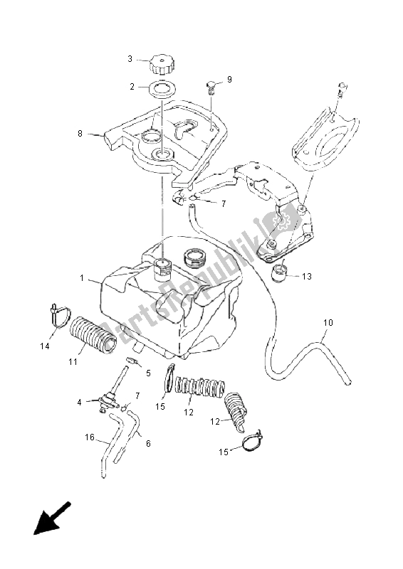 All parts for the Fuel Tank of the Yamaha YN 50R Neos 2006